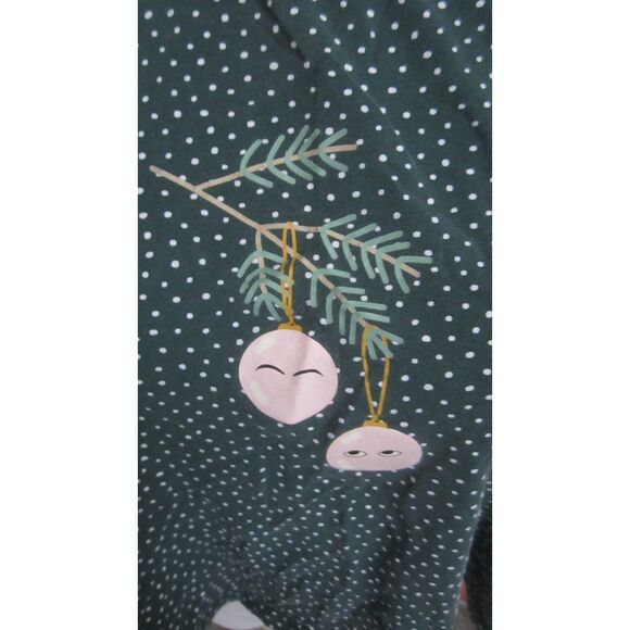 MONKI CUTE HUNTER GREEN CROPPED POLKA DOT TOP WITH CHRISTMAS ORNAMENTS SM - Picture 2 of 4